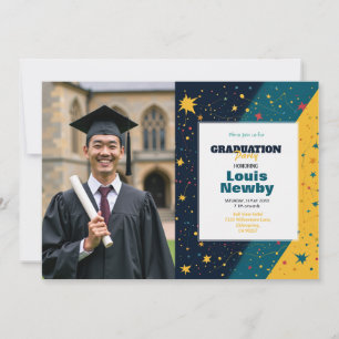 🎓Confetti Starburst Graduation Party Invitation