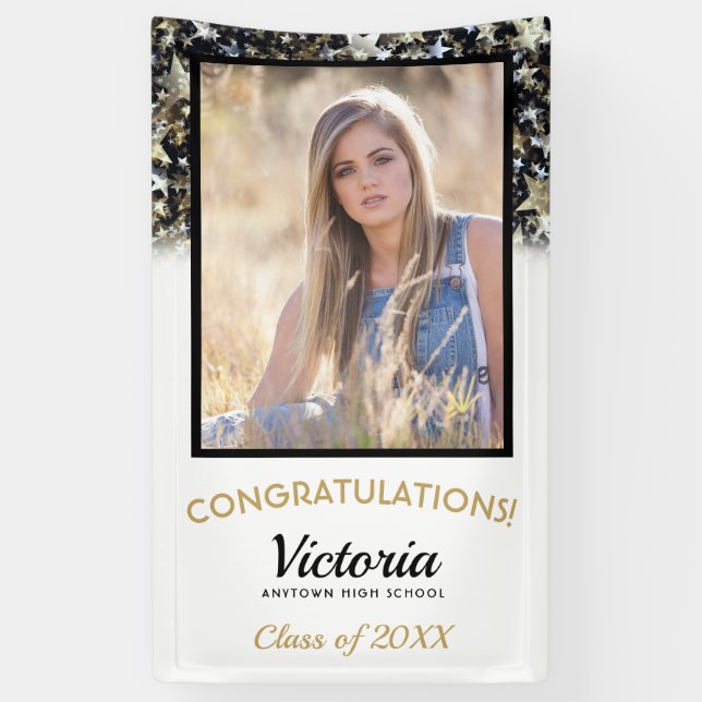 Confetti Stars Congratulations 2025 Graduate Photo Banner (Vertical)