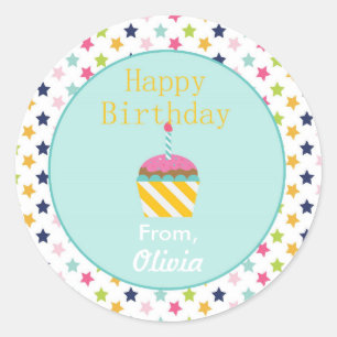 Confetti Stars Personalised Birthday Sticker