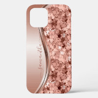 Confetti Stars Rose Gold Handwritten Name Metal