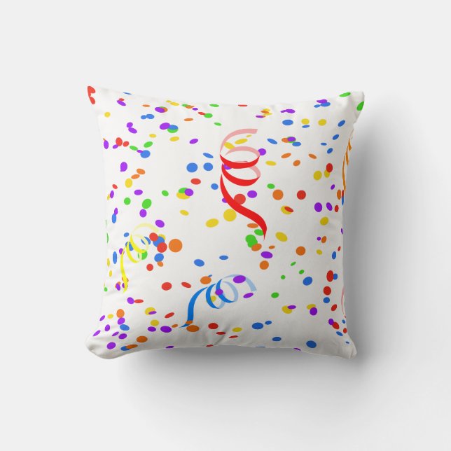 Confetti streamer party carnival cushion (Front)