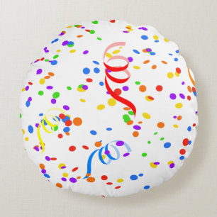 Confetti streamer party carnival round cushion
