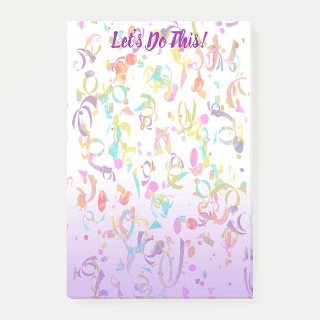 Confetti Strips and Purple Gradient Template Post-it Notes (Front)