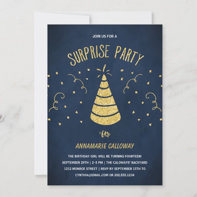 Confetti Surprise Birthday Party Invitation (Front)