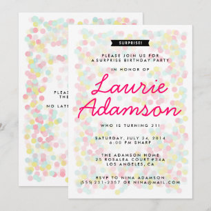 Confetti Surprise Birthday Party Invitations