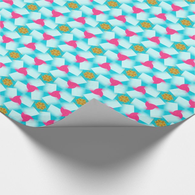 Confetti Swirls Turquoise Blue Pink Wrapping Paper (Corner)