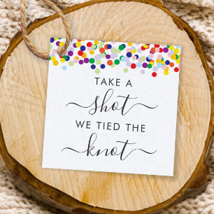 Confetti Take a Shot We Tied the Knot Wedding Favour Tags