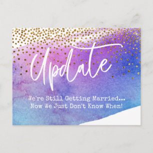Confetti & Watercolor Postponed Wedding Update Postcard