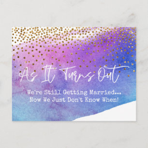 Confetti & Watercolor Sassy Postponed Wedding Postcard
