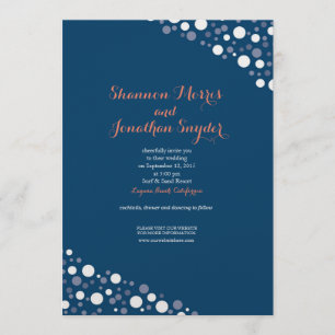 Confetti Wedding Invitation Navy & White