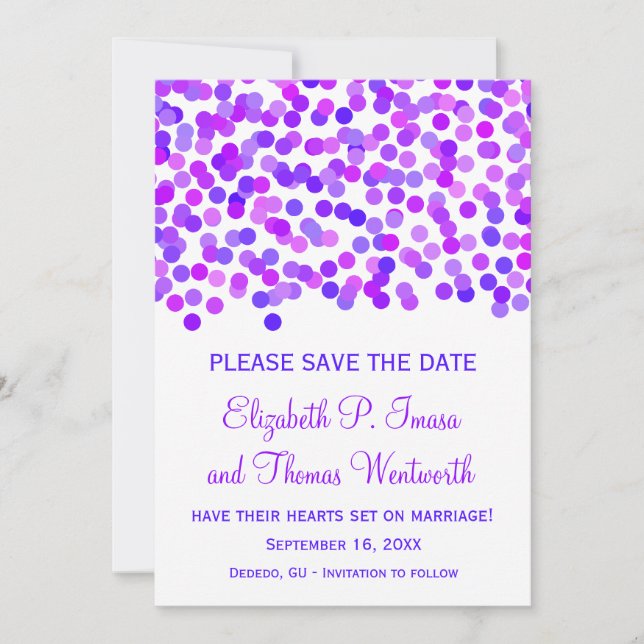 Confetti Wedding Save the Date Cards (Front)