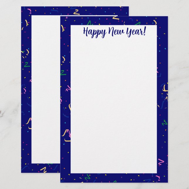  Confetti with Happy New Year Stationery (Front/Back)