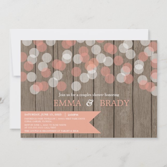 Confetti Wood Rustic Couples Shower Invitation (Front)