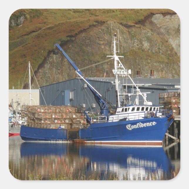 Confidence, Crab Boat in Dutch Harbour, Alaska Square Sticker (Front)