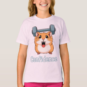 Confidence Cute Hamster Lifting Weights Gym Workou T-Shirt