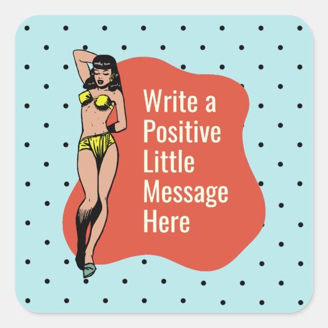 Confidence in Colour: Retro Radiance Pinup Square Sticker (Front)