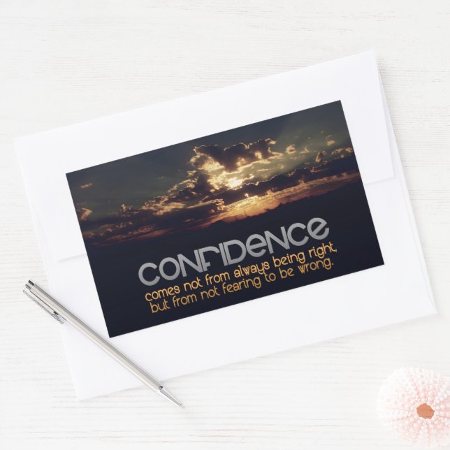 "Confidence" Inspirational Quote Rectangular Sticker (Envelope)