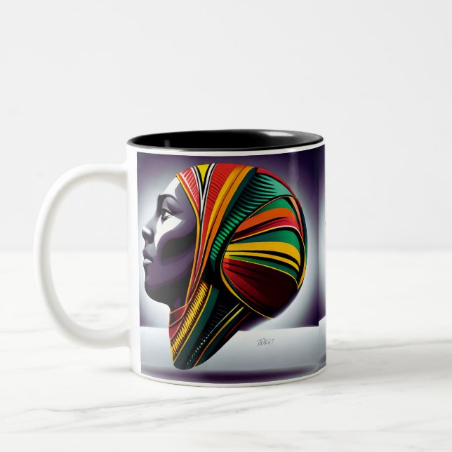 Confident Black Woman Two-Tone Coffee Mug (Left)
