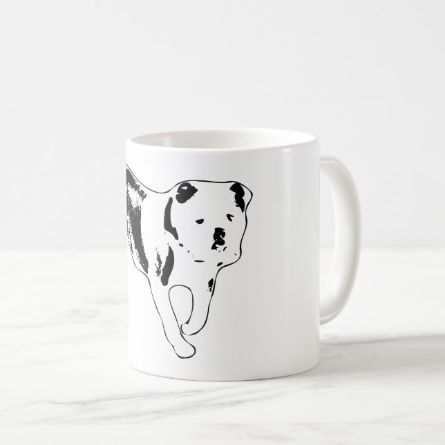 Confident Bulldog Stance Black and White Artwork Coffee Mug (Front Right)