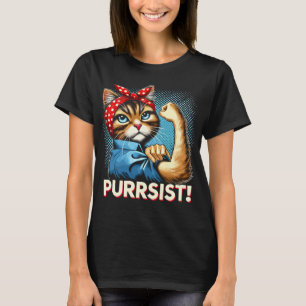 Confident Cat "PURRSIST!" Retro Design T-Shirt