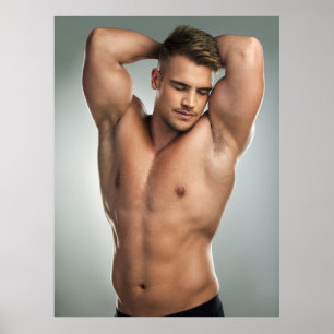 Confident & Covered – Shirtless Studio Portrait Poster