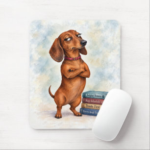 Confident Dachshund with Fun Books Mouse Mat
