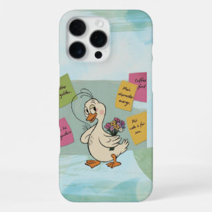 Confident Duck with Motivational Sticky Notes iPhone 16 Pro Max Case
