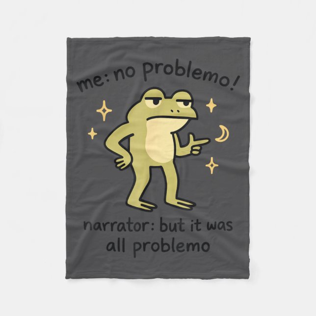 Confident Frog Meme Me No Problem Narrator Quote F Fleece Blanket (Front)