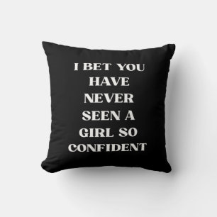 Confident Girl Quote Black Quote, Feminist Cushion