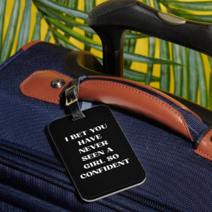 Confident Girl Quote Black Quote Luggage Tag