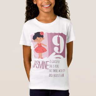 Confident Pink Ballerina Girl 9th Birthday Rhyme T-Shirt