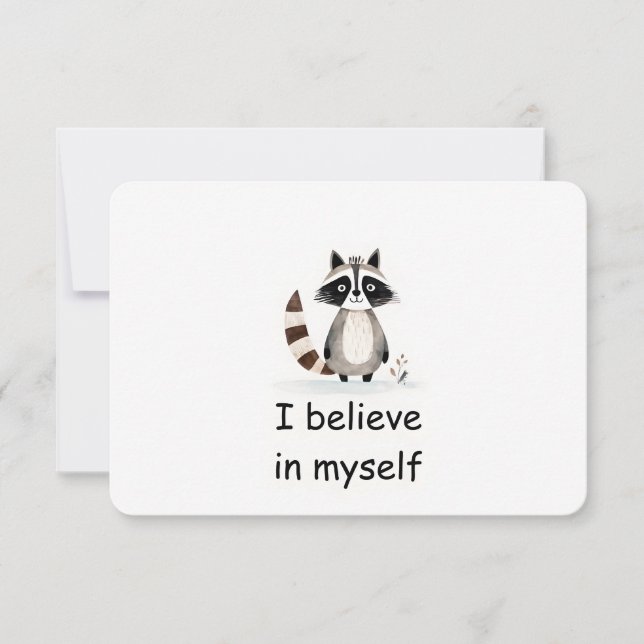 Confident Racoon Woodland Animal Affirmation Card (Front)