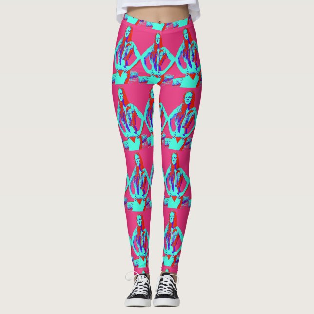 confident say what bikini girl pink leggings (Front)