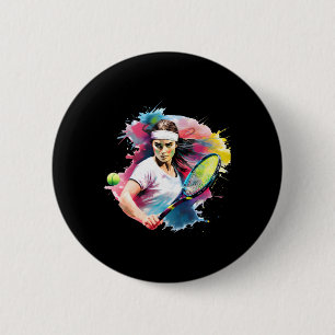 Confident Tennis Slice – Female Athlete In Action  6 Cm Round Badge