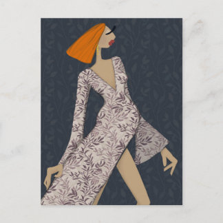Confident Woman Elegant Glam Fashion Art Postcard