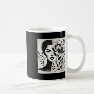 Confident Woman Into Floral And Abstract Line Art Coffee Mug