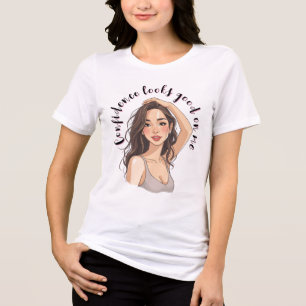 Confident Woman with Flowing Hair Tri-Blend Shirt