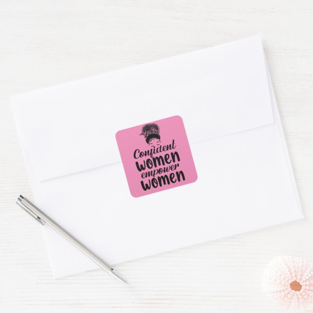Confident Women Empower Women Quote Feminist Square Sticker (Envelope)