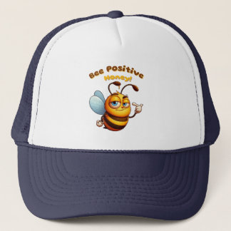 Confident Yellow Cartoon Bumblebee Design Trucker Hat