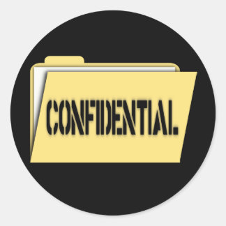 Confidential Folder With Paper Classic Round Sticker