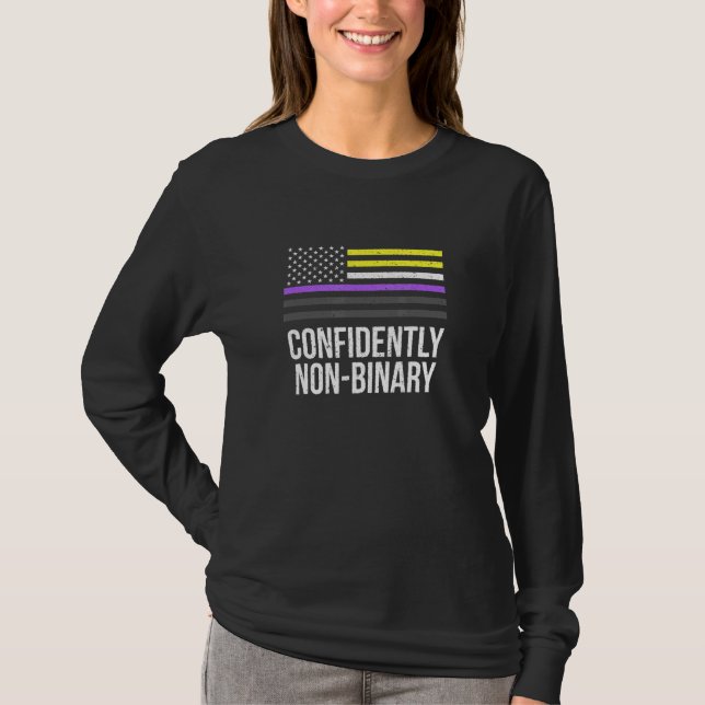 Confidently Non-Binary Lgbtq Genderfluid Pride 3 T-Shirt (Front)