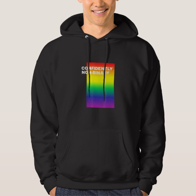 Confidently Non-Binary Lgbtq Genderfluid Pride Hoodie (Front)