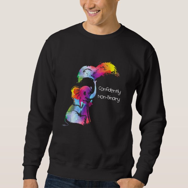 Confidently Non Binary Rainbow Genderflexible Prid Sweatshirt (Front)