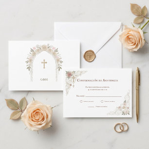Confirmación de Asistencia Catolica RSVP Christian Card
