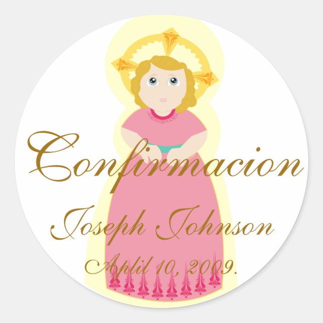 "Confirmacion' Sticker-Customise Classic Round Sticker (Front)