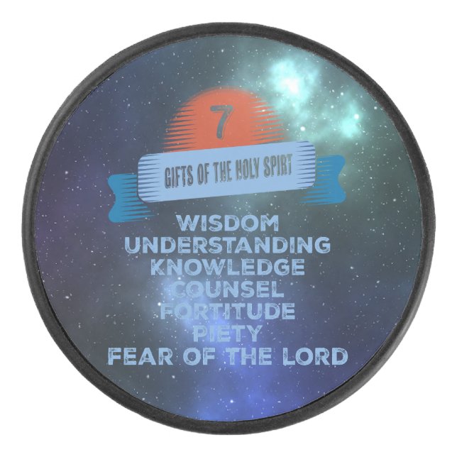 Confirmation 7 Gifts of the Holy Spirit Hockey Puck (Front)