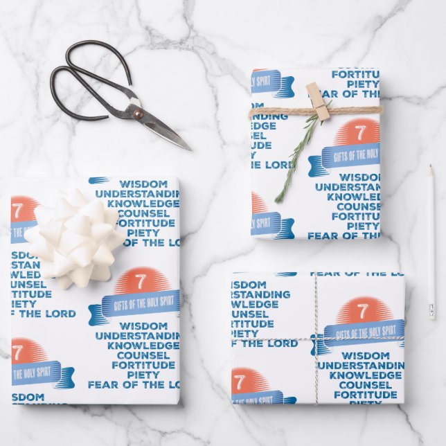 Confirmation 7 Gifts of the Holy Spirit Wrapping Paper Sheet (Front)