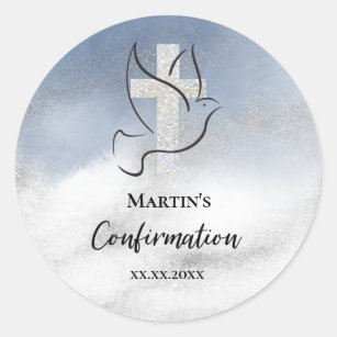 Confirmation blue marble classic round sticker