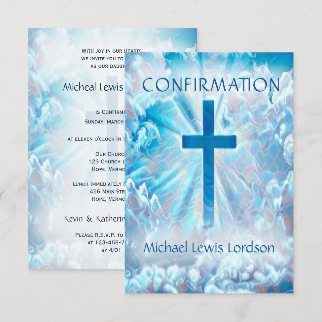 Confirmation Blue Skies Ahead Invitation (Front/Back)