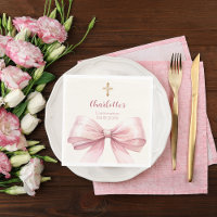 Confirmation blush pink bow cream cross luncheon